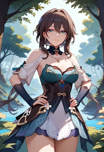 star rail,ruan mei,corset,bustier,long tulle skirt  - AI generated anime art